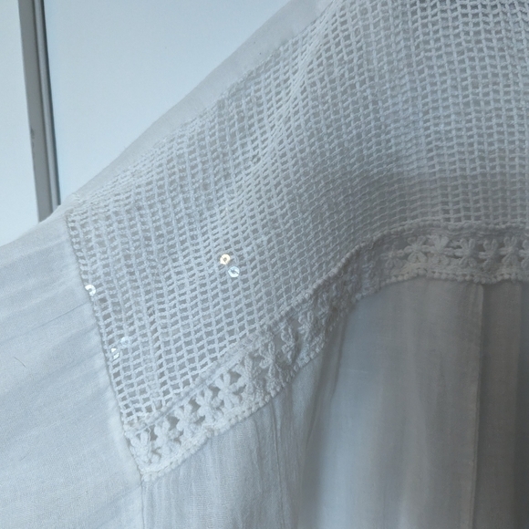 Frocella tunic blouse white with blue embroidery, lined - Picture 9 of 11